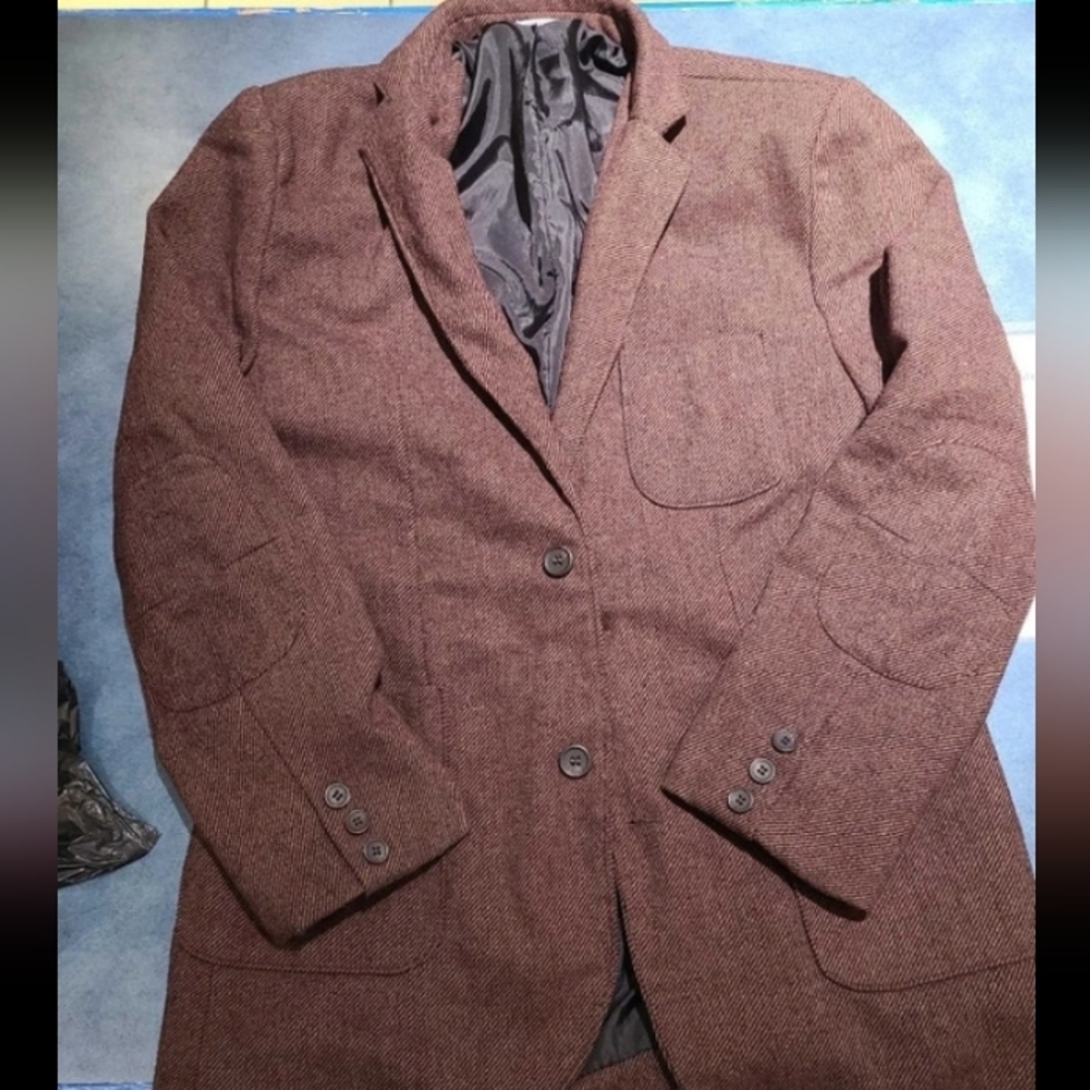 Men's Brownish Red Wool-Blend Blazer Size 40